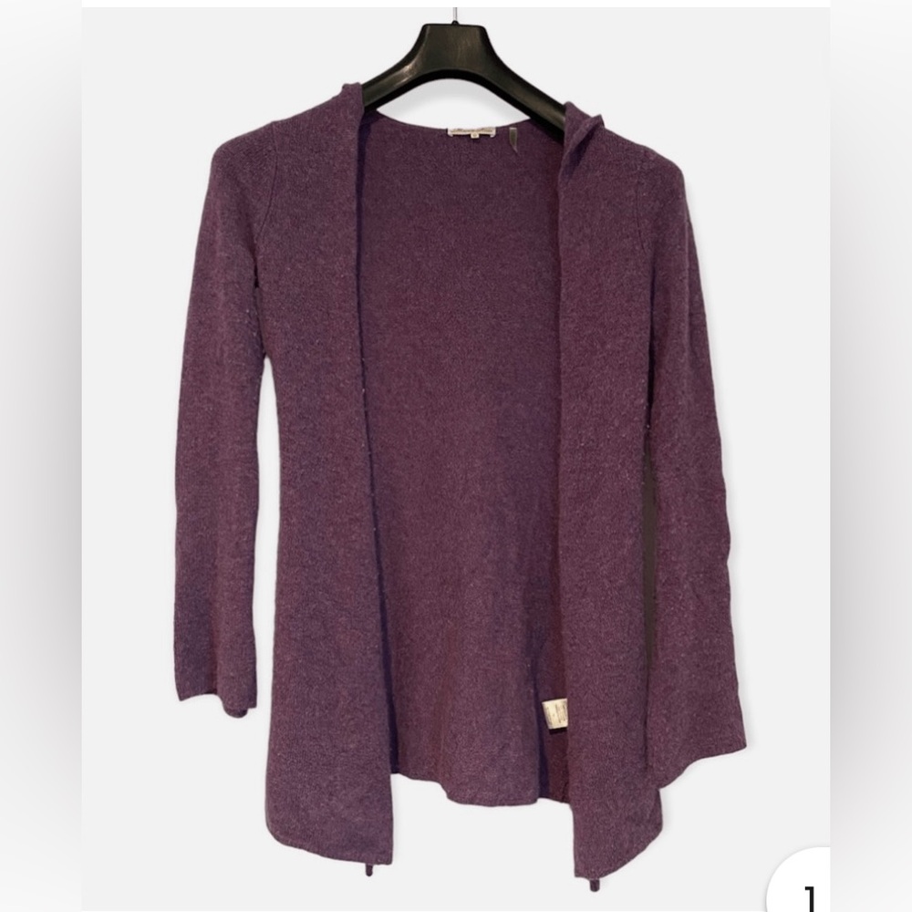 Minnie Rose Purple Cashmere Open Duster w/ Hoodie Size S